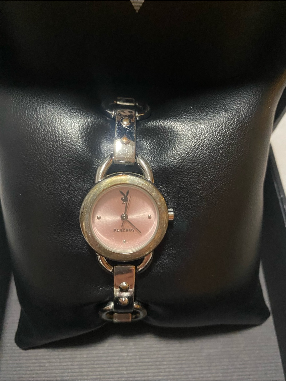 Guess Playboy Women's Silver Bracelet Watch with Pink Dial